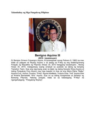 Talambuhay ni benigno aquino iii Talambuhay ni Corazon Aquino (Buod) March 11, 2023 #Corazon Aquino, #Politician, #President